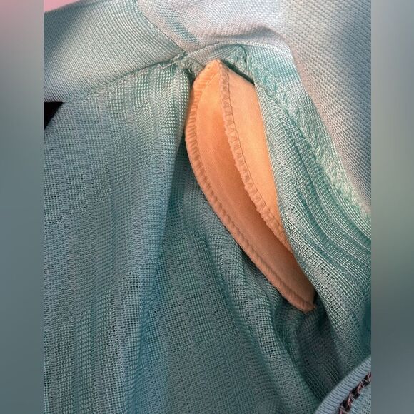 Ming Wang Turquoise Aqua Chain Textured Knit Clasp Open Cardigan Sweater Jacket - Picture 8 of 9